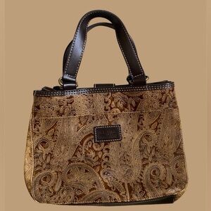 Relic by fossil vegan leather brown bag with paisley design NEW